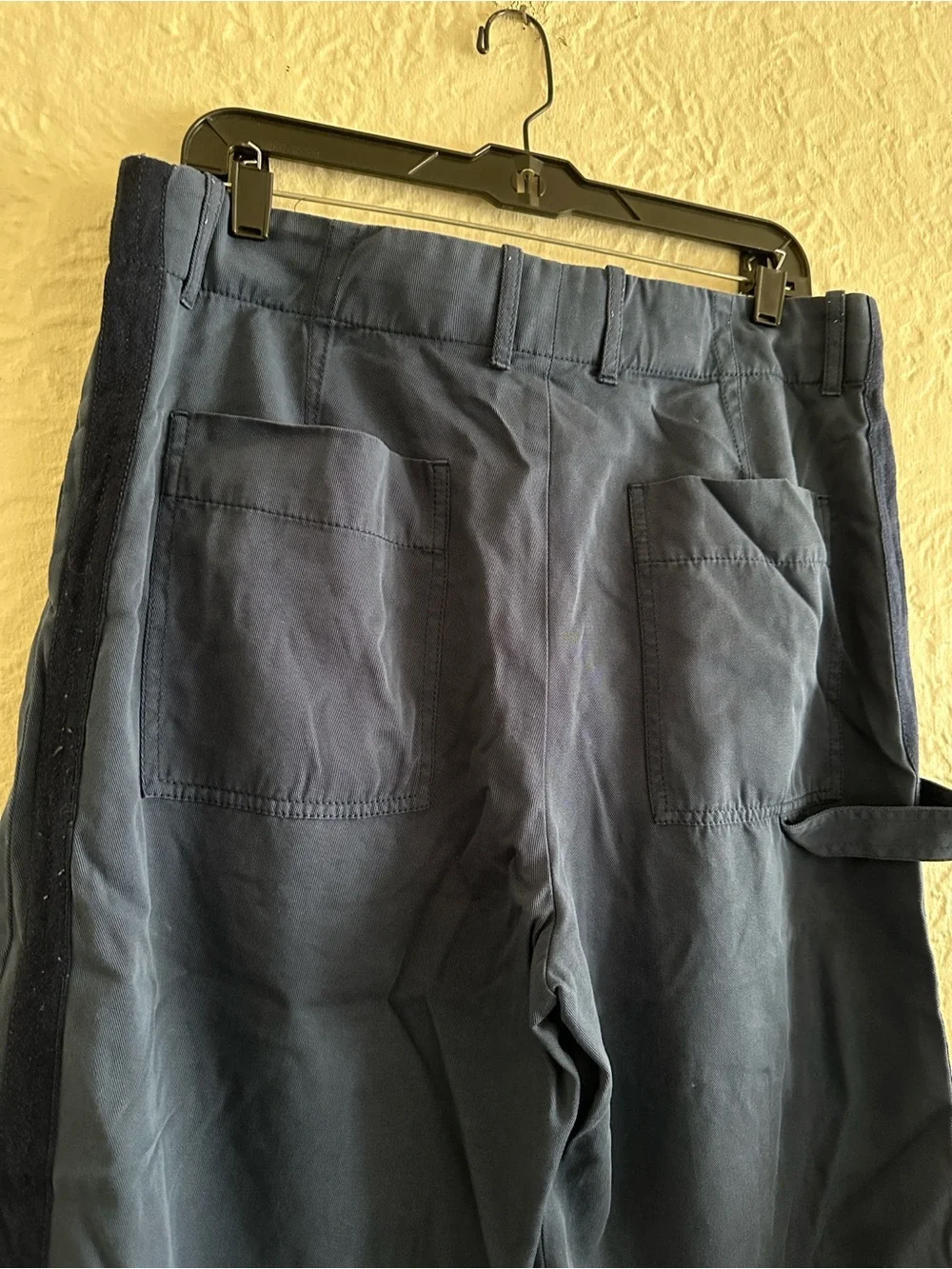 Zara Blue Wide Leg Side Stripe Carpenter Trousers Pants XL